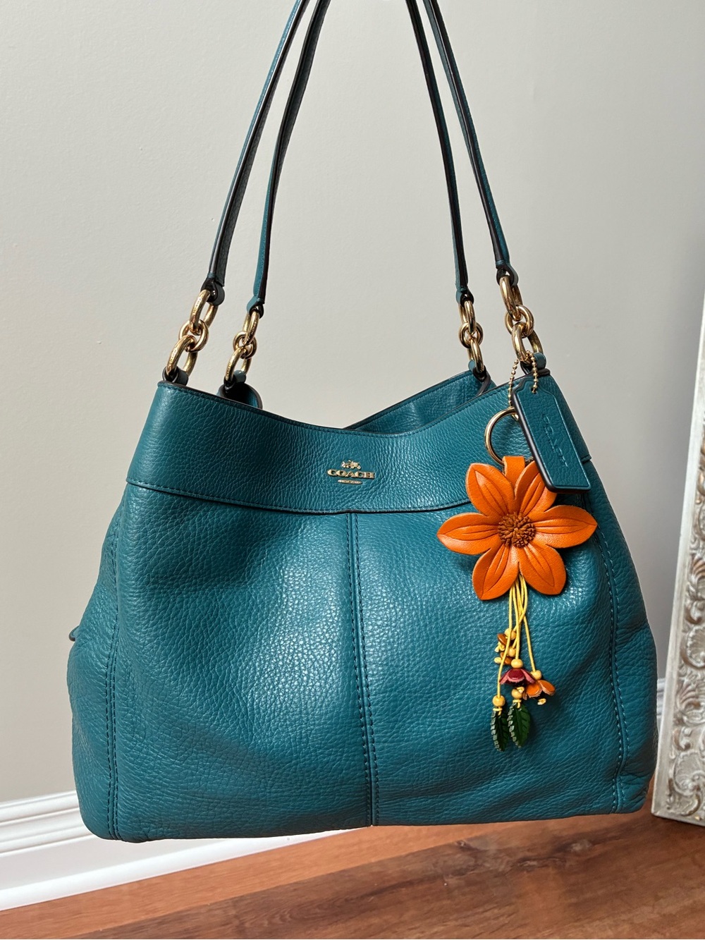Coach Teal Leather Shoulder Bag